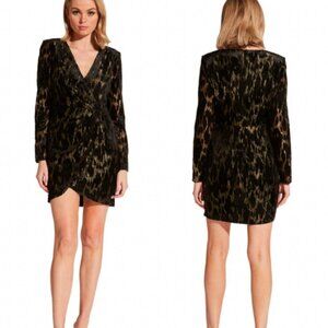 ☀️ BARDOT Ariela Mini Dress in Lurex Leo Velvet Medium Going Out Retro Goth Cute